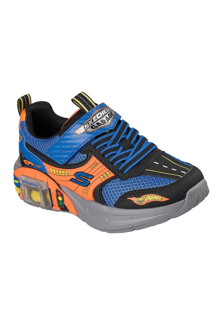 Pantofi sport Garage cu masinute - Negru/Portocaliu/Albastru