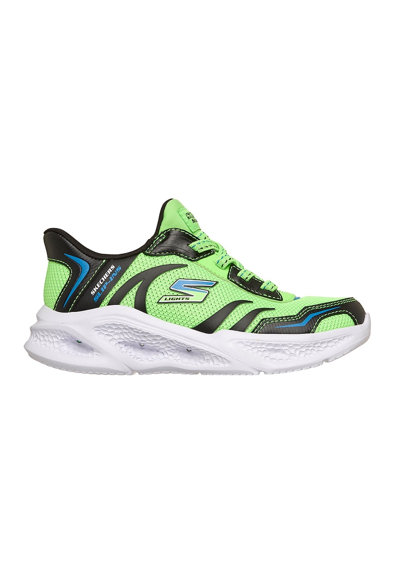 Pantofi sport Meteor slip-ins cu LED-uri - Negru/Verde lime