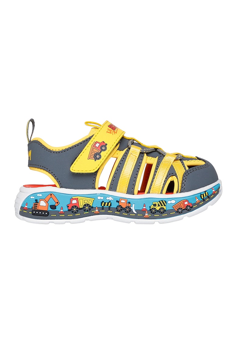 Sandale Play Scene Splash de piele ecologica cu velcro - Galben sofran/Gri inchis