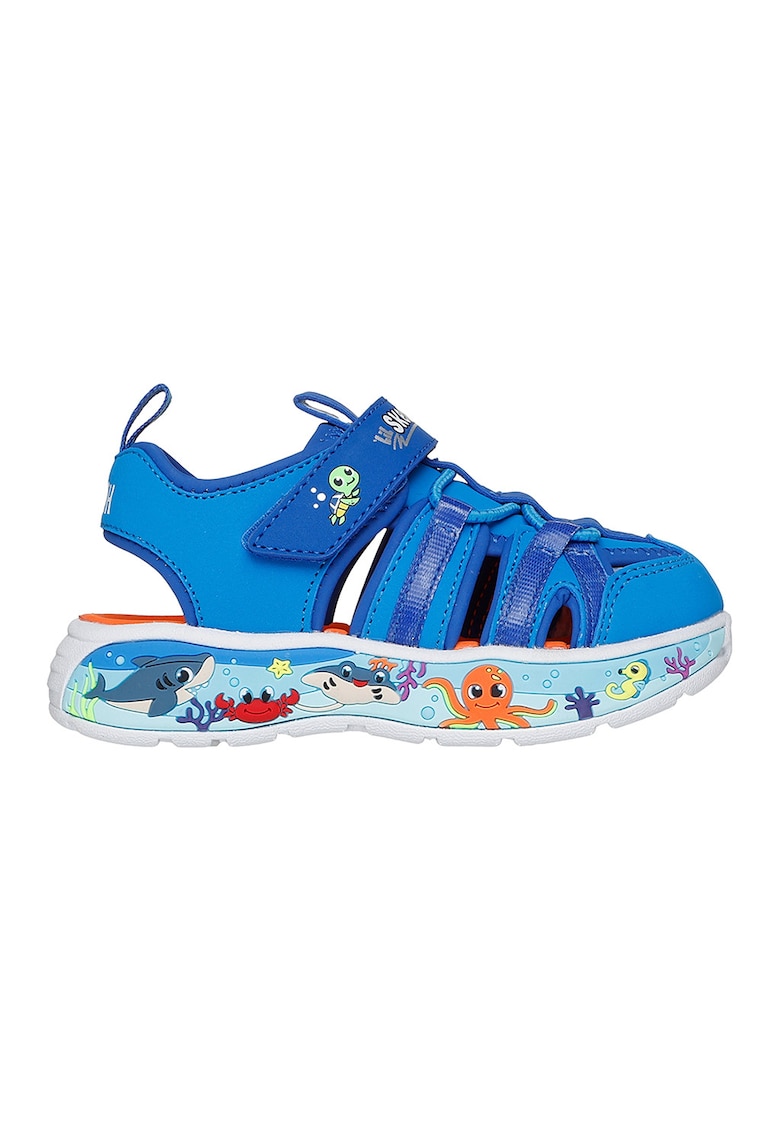 Sandale Play Scene Splash de piele ecologica cu velcro - Portocaliu/Albastru