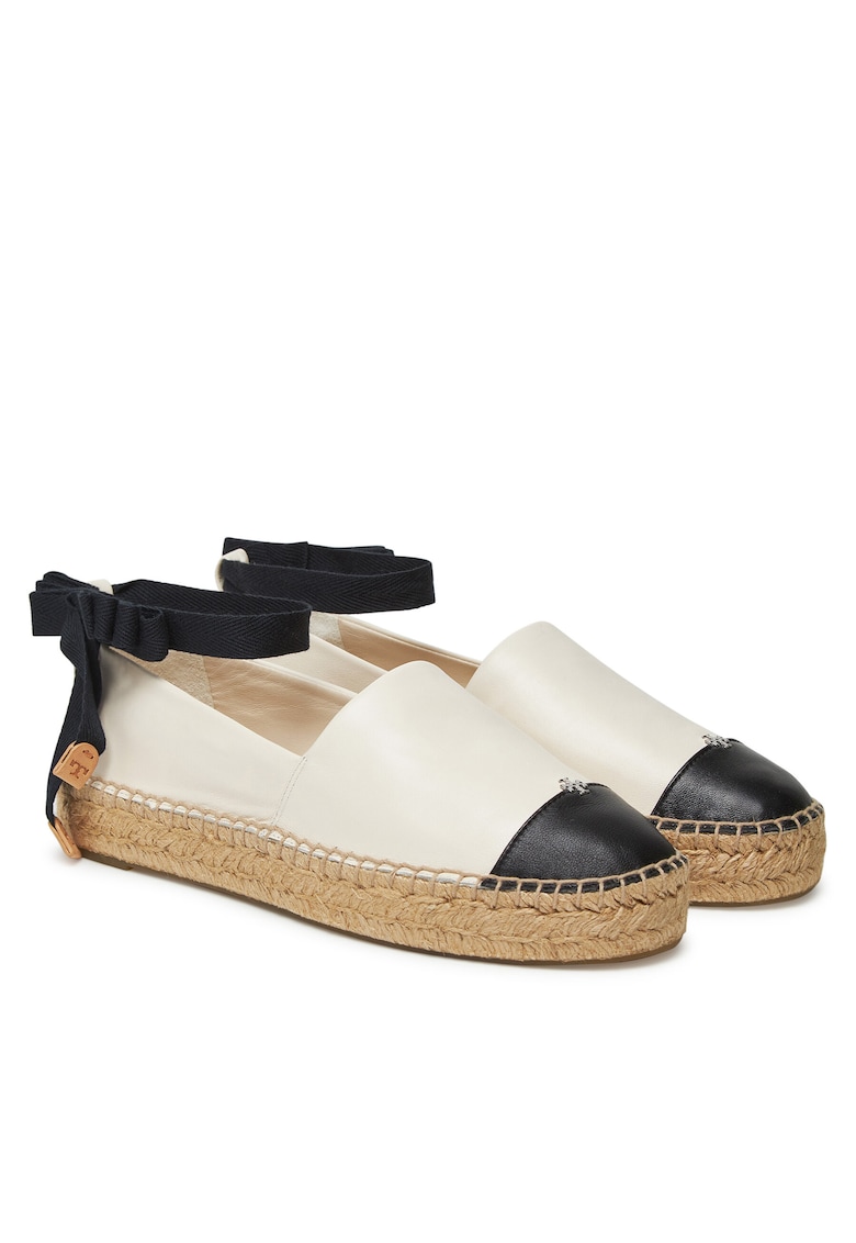 Espadrile dama piele naturala - crem/ negru -