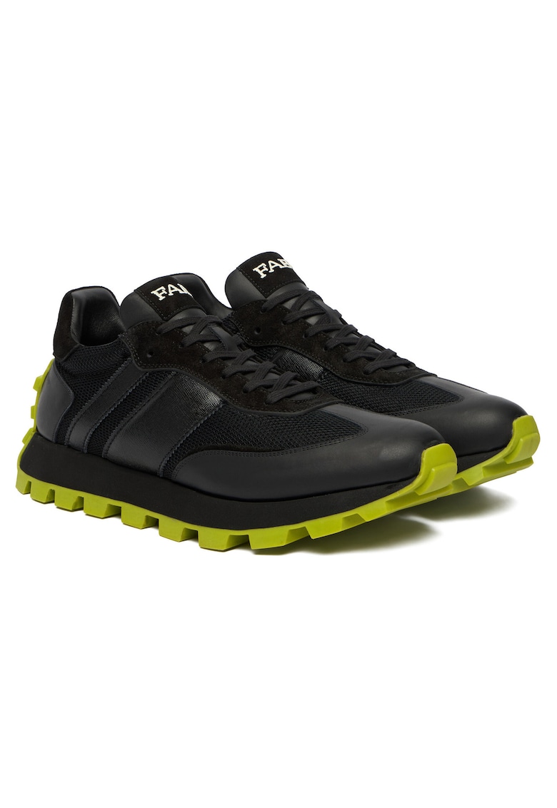 Tenisi barbati piele naturala - negru - FU1026