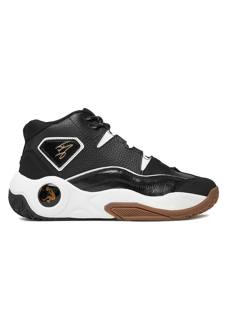 Pantofi sport barbati adidasi baschet - piele naturala - negru/alb