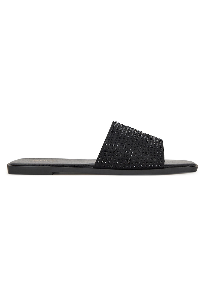 Papuci dama - negru - decorati cu zirconii