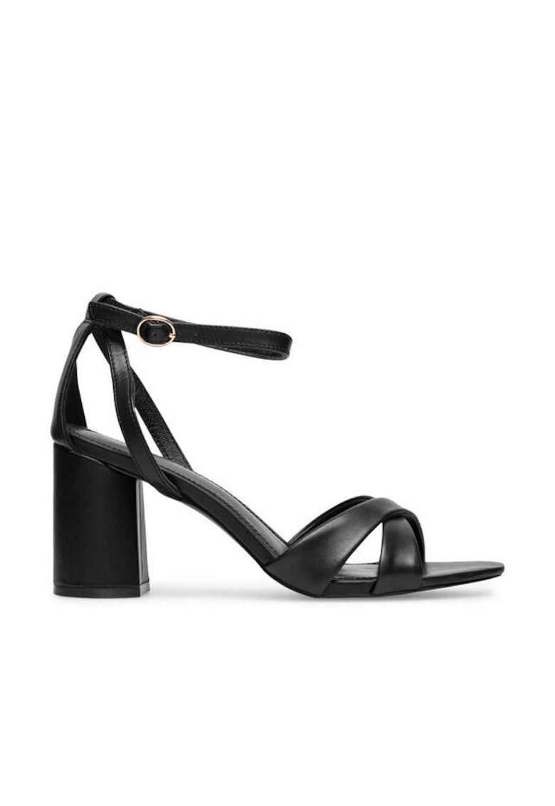 Sandale dama cu toc - piele naturala - negru