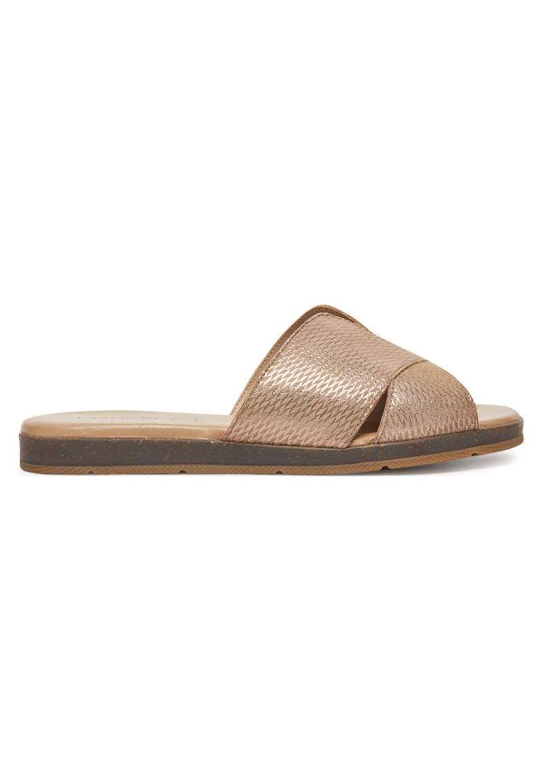 Papuci dama - din piele naturala - bej - design minimalist
