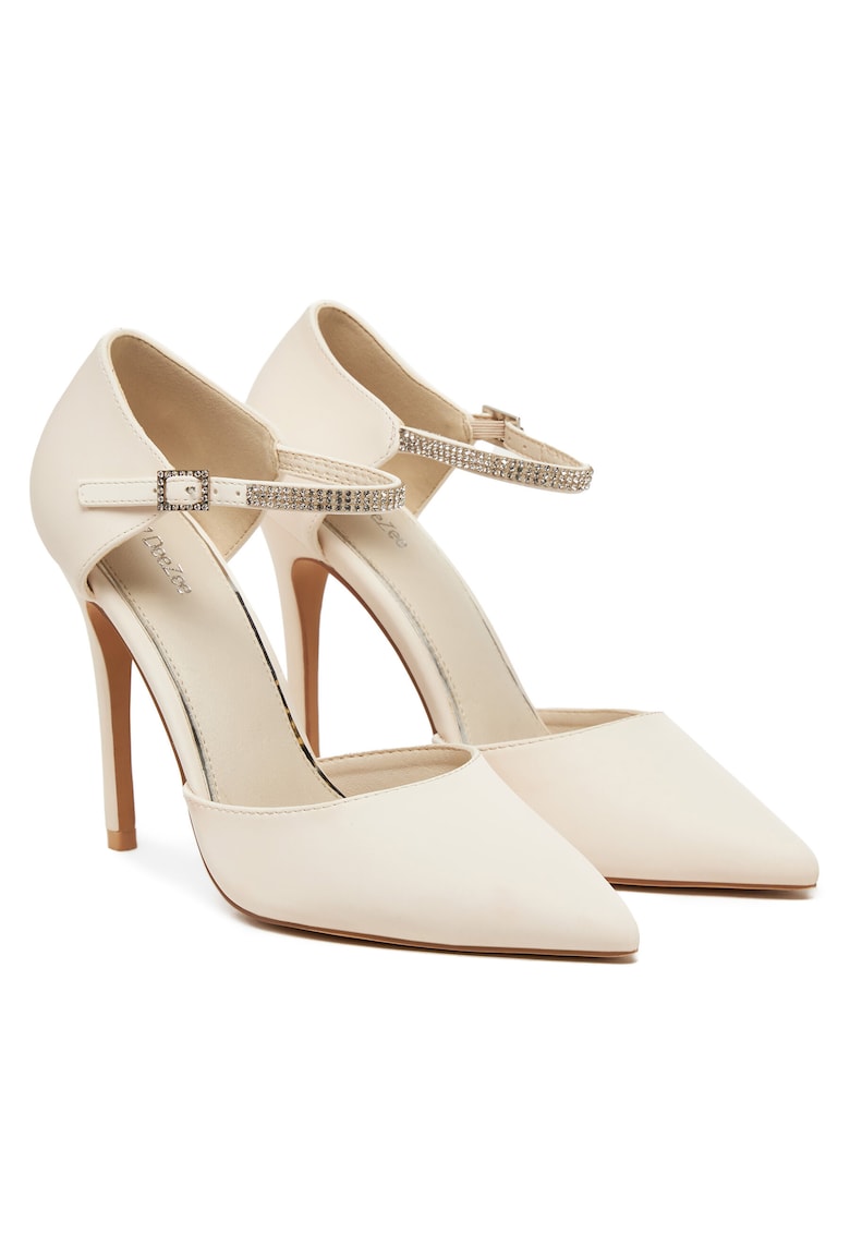 Pantofi dama - model AJ-97503-3 - toc - piele ecologica - crem