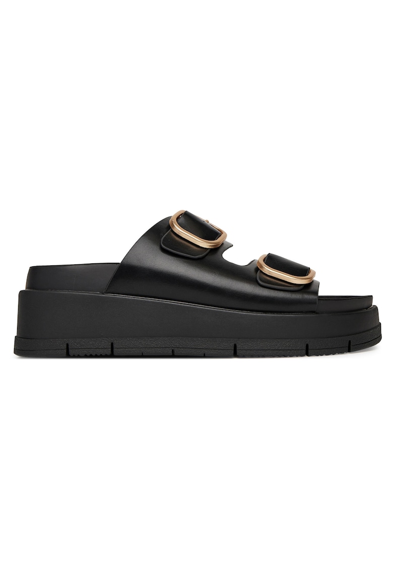 Papuci dama - negru - material sintetic - platforma - 69875 - Negru