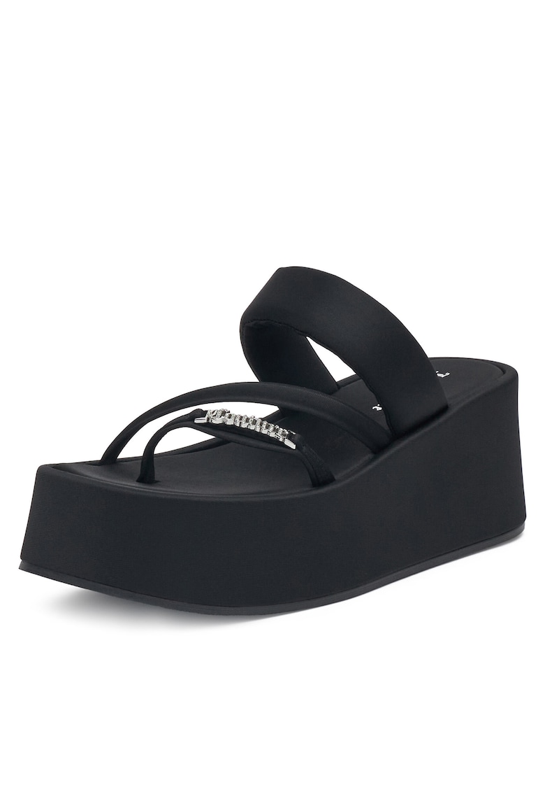 Slapi dama - negru - textil -