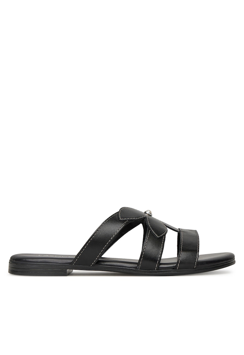 Papuci dama - din piele naturala - negru - stil elegant -