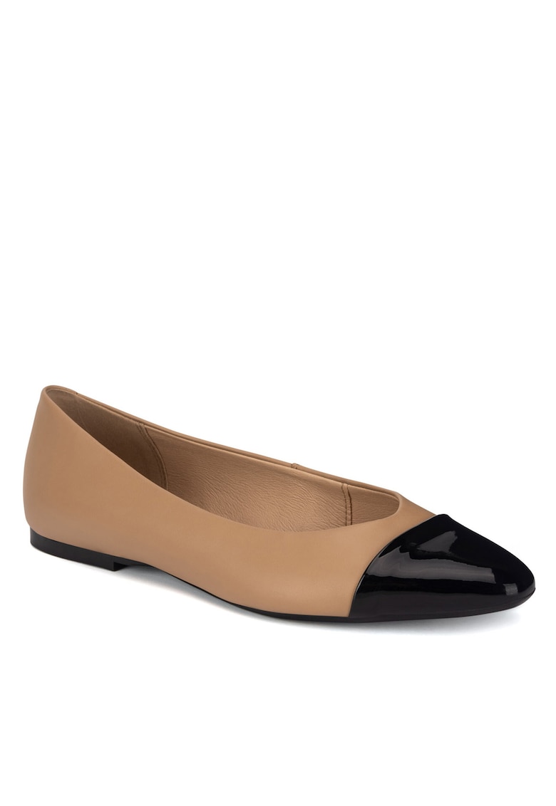 Balerini dama - piele naturala - bej/negru