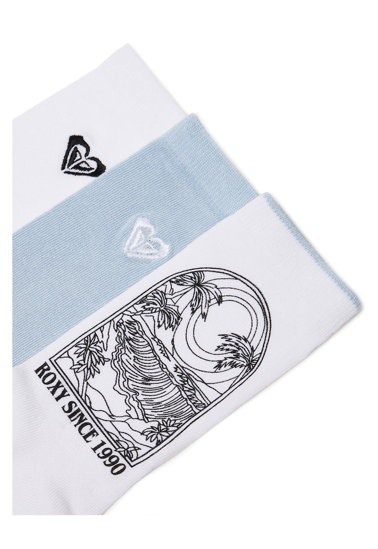 Sosete unisex lungi - alb-albastru deschis - set 3 perechi