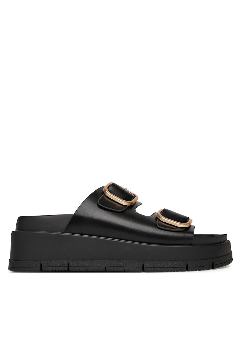 Papuci dama - negru - material sintetic - platforma - 69875 - Negru