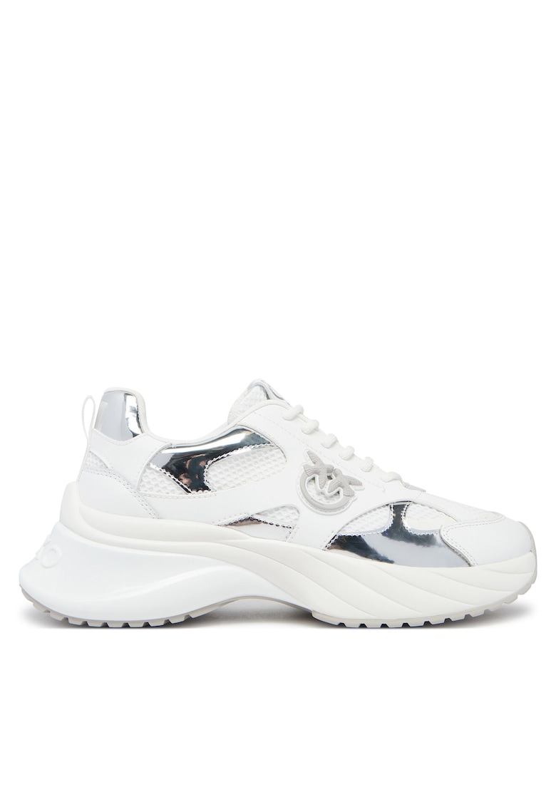 Pantofi sport dama textil - alb/argintiu