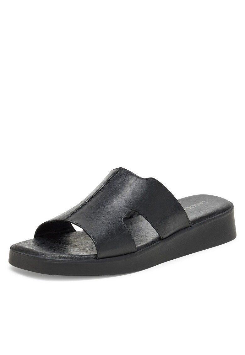 Slapi dama - piele naturala - negru -