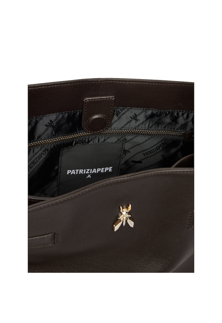 Geanta dama model Deep Chocolate - din piele naturala - culoare ciocolata - dimensiuni nedefinite.
