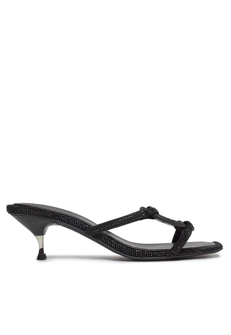 Slapi cu toc dama piele naturala - negru - model Perfect Black 001