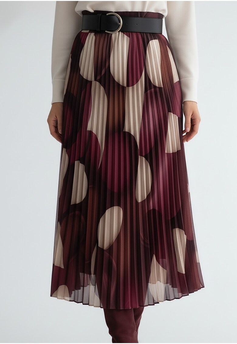 Fusta midi M1253 - Poliester/Elastan - Bordeaux