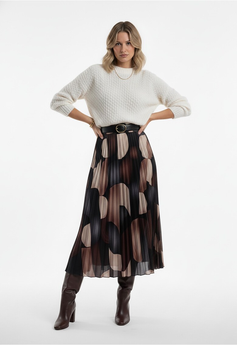 Fusta midi M1253 - Poliester/Elastan - Negru