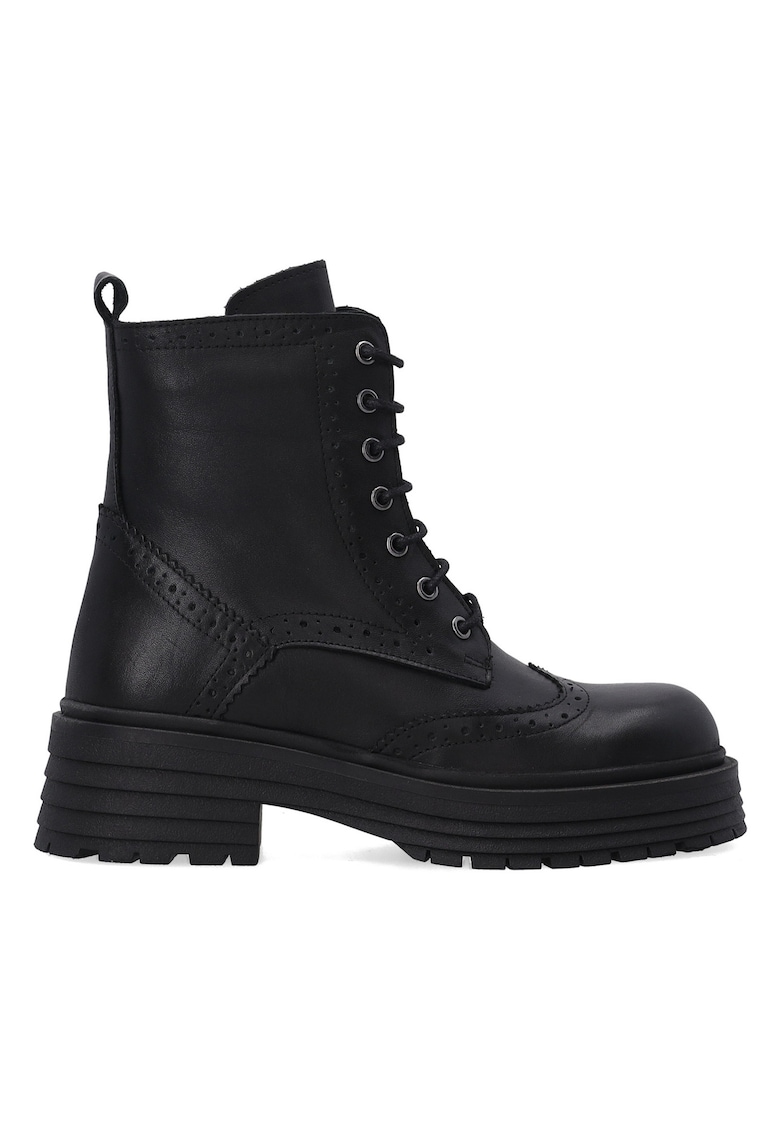 Ghete brogue din piele cu toc masiv