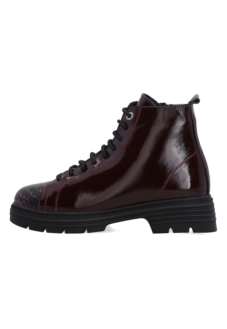 Ghete din piele lacuita - cu motiv tip piele de sarpe