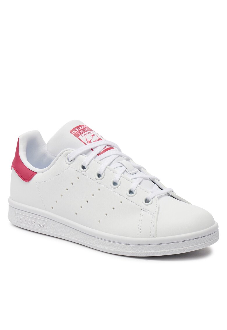 Pantofi sport copii - Stan Smith J - piele ecologica - alb/roz -