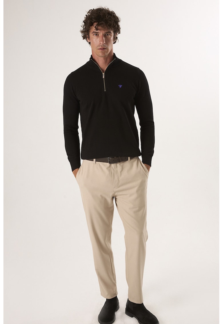 Pulover din bumbac tricotat - Negru