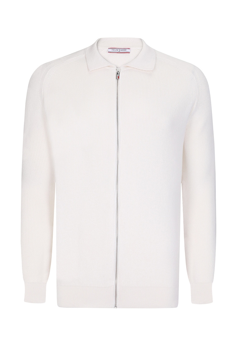Cardigan cu fermoar si maneci raglan - Alb optic