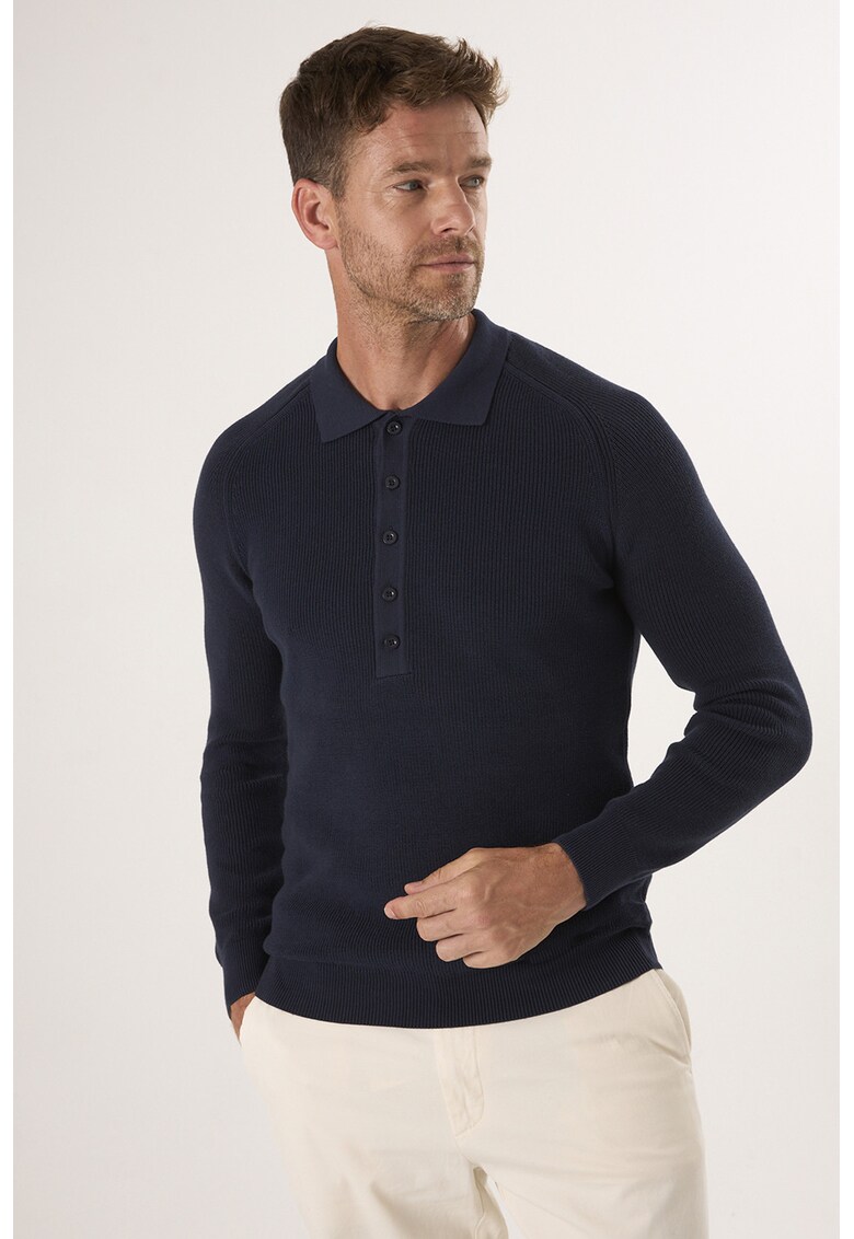 Pulover din bumbac cu fenta cu nasturi