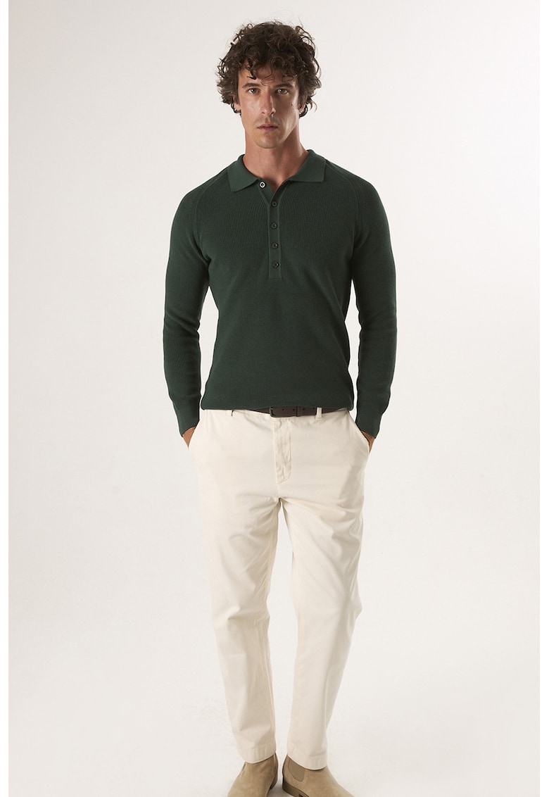 Pulover din bumbac cu fenta cu nasturi