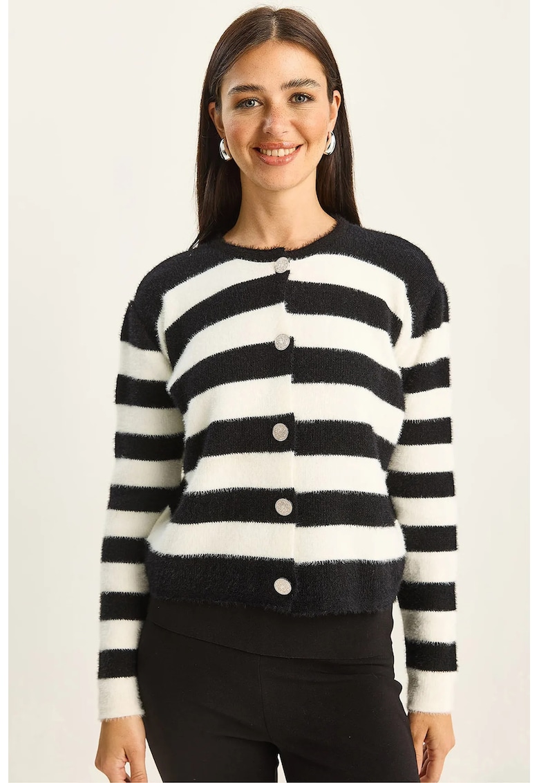 Pulover dama - cardigan tricotat cu dungi - tricot -