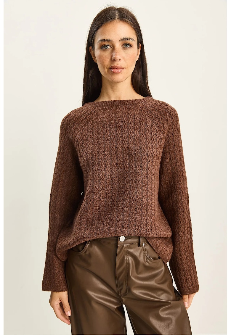 Pulover dama - tricotat gros - oversize - maro castaniu -