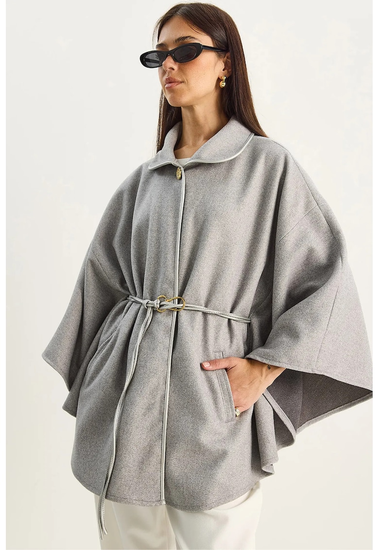 Palton supradimensionat dama lana - gri -