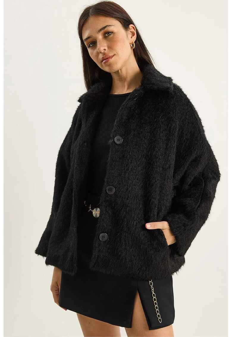 Palton dama fleece - negru