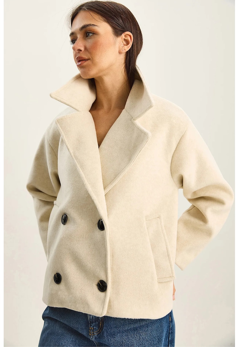 Palton dama textil - ivoire