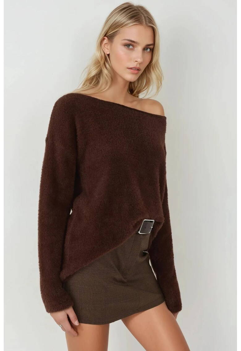 Pulover dama - Tricot - Maro castaniu - One Size