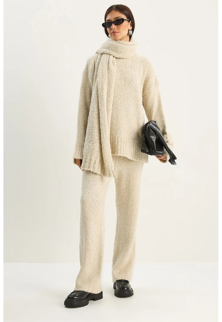 Set tricotat supradimensionat doua piese - crem - tricot -