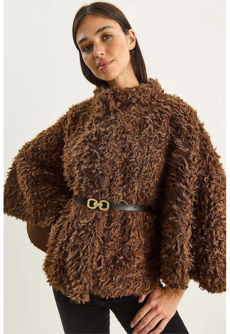 Palton dama textil - maro