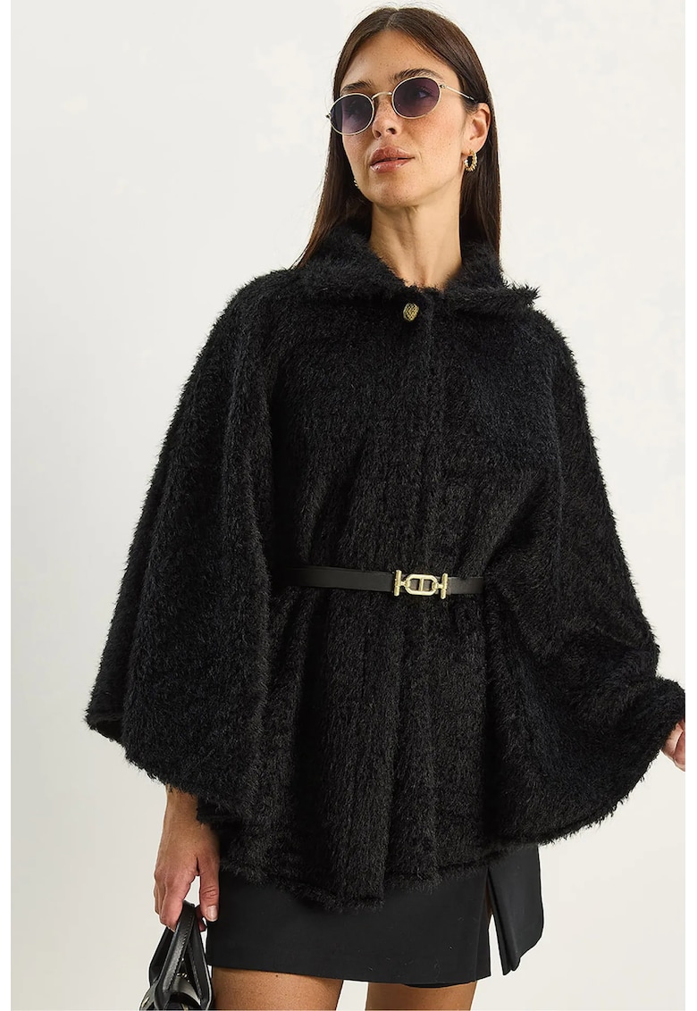 Palton supradimensionat dama textil - negru -