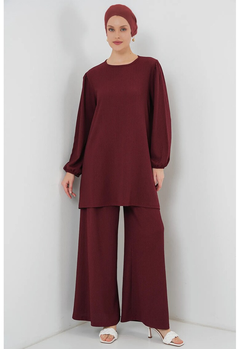 Compleu dama - HiCCUP - cu maneca lunga - visiniu - jerseu