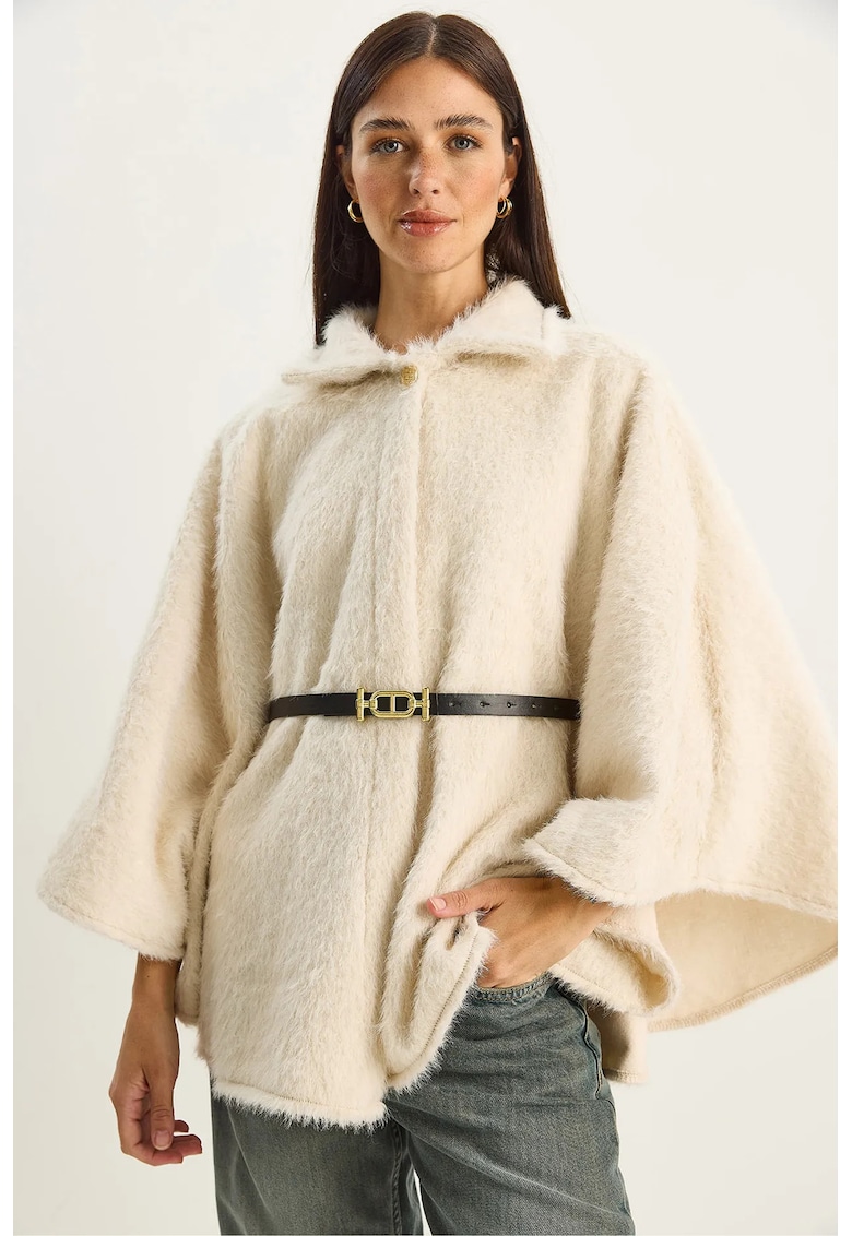 Palton supradimensionat dama textil - ivoire -