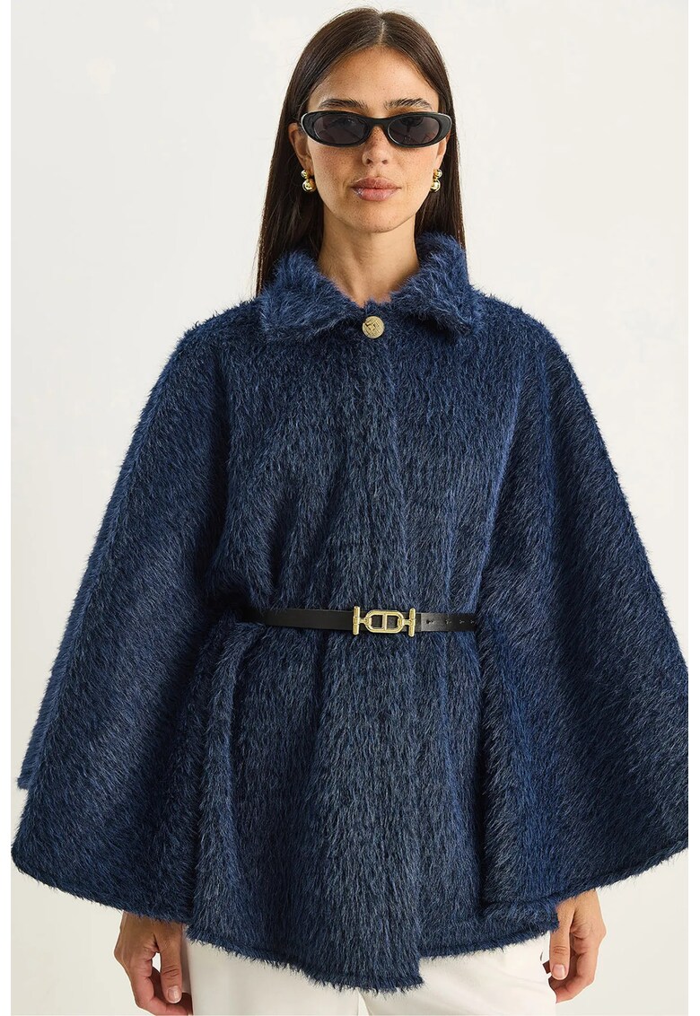 Palton supradimensionat dama textil - bleumarin -