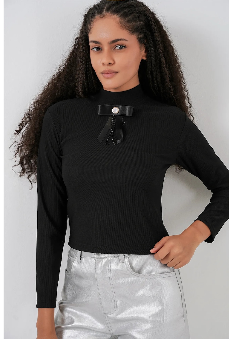 Bluza dama - HiCCUP - mulata - maneca lunga - negru - tricot