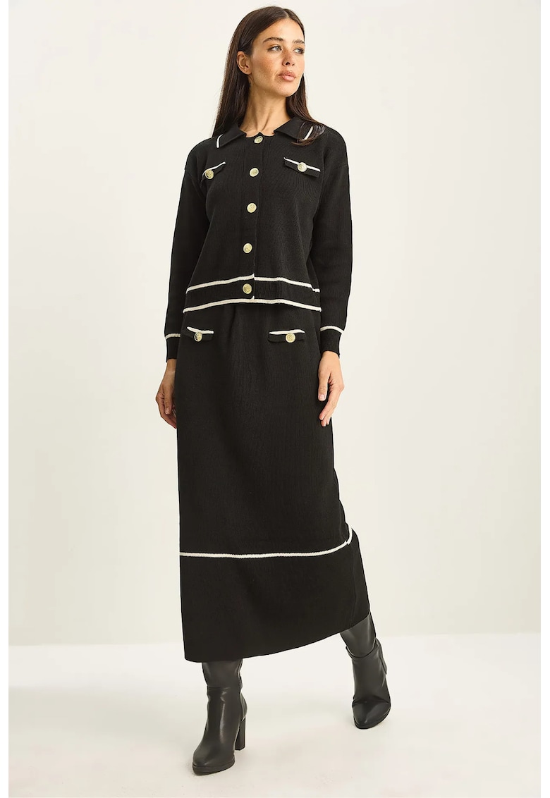 Costum dama - set din doua piese - tricotat - negru -