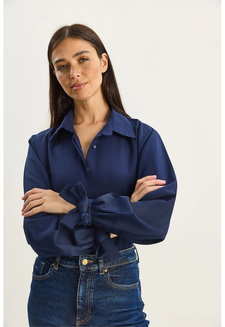 Camasa bumbac-poliester - croiala relaxata - bleumarin
