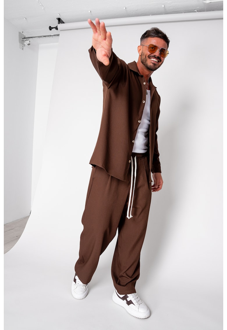 Set Oversized Camasa si pantalon lung Brown 19349