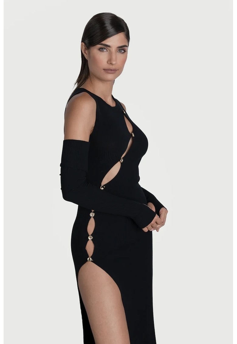 Rochie midi cu decupaje - Negru