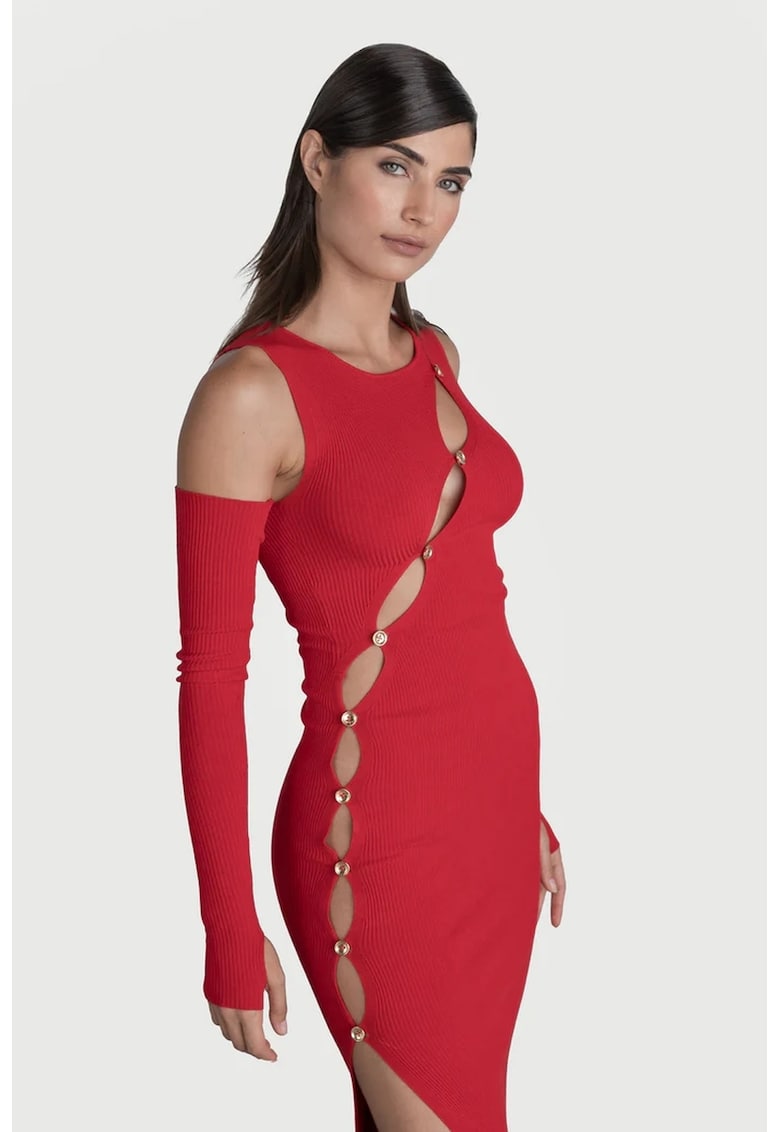 Rochie midi cu decupaje - Rosu