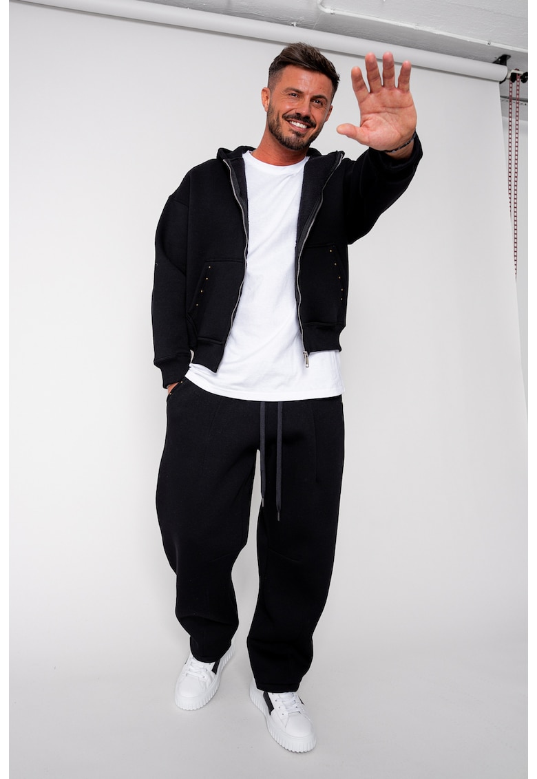 Set Winter hanorac cu fermoar si pantalon Baggy Black 19433