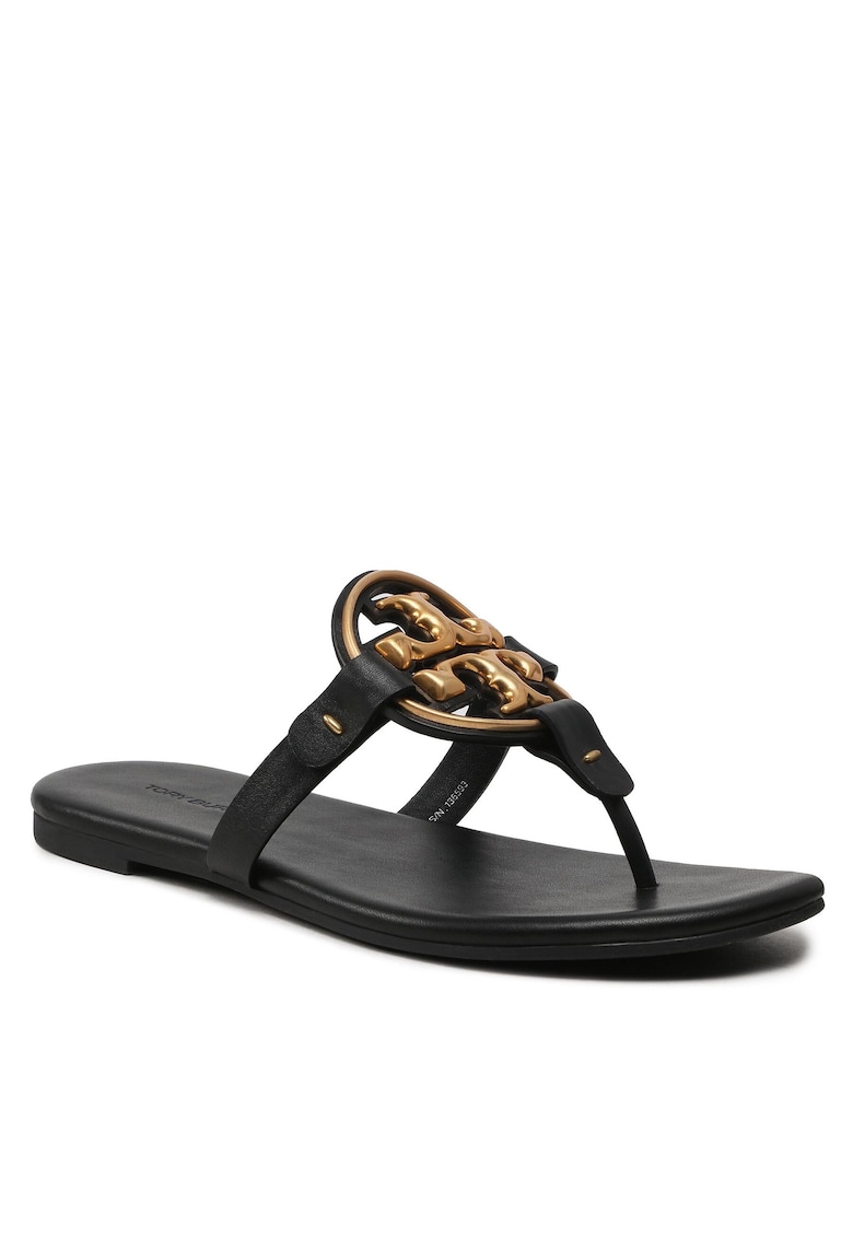 Slapi dama - Perfect Black 006 - piele naturala - Metal Miller -